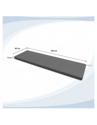 Cuscino per panchina da giardino, cuscino per altalena, cuscino da giardino, 140x40x5 cm, Grigio