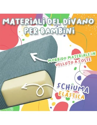 Materasso pieghevole 160×80×15 cm per divano modulare bambini in velluto corduroy, colore Nube de Vainilla