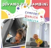 Materasso pieghevole 160×80×15 cm per divano modulare bambini in velluto corduroy, colore Laguna Azul