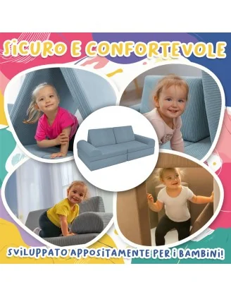 Materasso pieghevole 160×80×8 cm per divano modulare bambini in velluto corduroy, colore Cielo Nocturno