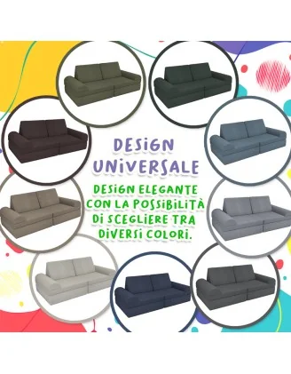 Cuscino triangolare 55×35×35 cm per divano modulare bambini in velluto corduroy, colore Laguna Azul