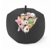 Sacco per giocattoli e peluche | Si trasforma in un pouf per sedersi | Velluto a coste | 85x85x50 cm | Ciottolo Notturno