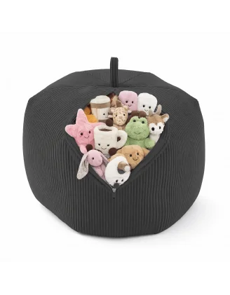 Sacco per giocattoli e peluche | Si trasforma in un pouf per sedersi | Velluto a coste | 85x85x50 cm | Ciottolo Notturno