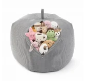 Sacco per giocattoli e peluche | Si trasforma in un pouf per sedersi | Velluto a coste | 85x85x50 cm | Grigio Coniglio