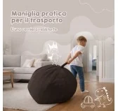 Sacco per giocattoli e peluche | Si trasforma in un pouf per sedersi | Velluto a coste | 85x85x50 cm | Grigio Coniglio