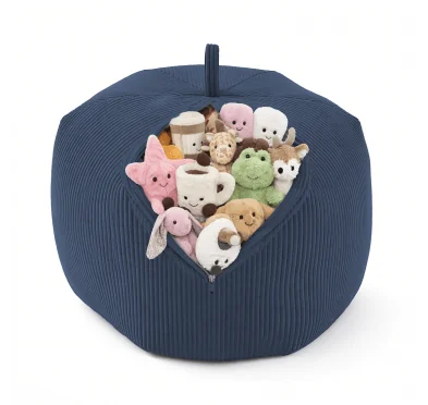 Sacco per giocattoli e peluche | Si trasforma in un pouf per sedersi | Velluto a coste | 85x85x50 cm | Cielo Notturno
