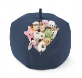 Sacco per giocattoli e peluche | Si trasforma in un pouf per sedersi | Velluto a coste | 85x85x50 cm | Cielo Notturno
