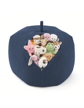 Sacco per giocattoli e peluche | Si trasforma in un pouf per sedersi | Velluto a coste | 85x85x50 cm | Cielo Notturno