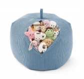 Sacco per giocattoli e peluche | Si trasforma in un pouf per sedersi | Velluto a coste | 85x85x50 cm | Laguna Blu