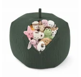 Sacco per giocattoli e peluche | Si trasforma in un pouf per sedersi | Velluto a coste | 85x85x50 cm | Verde Bosco
