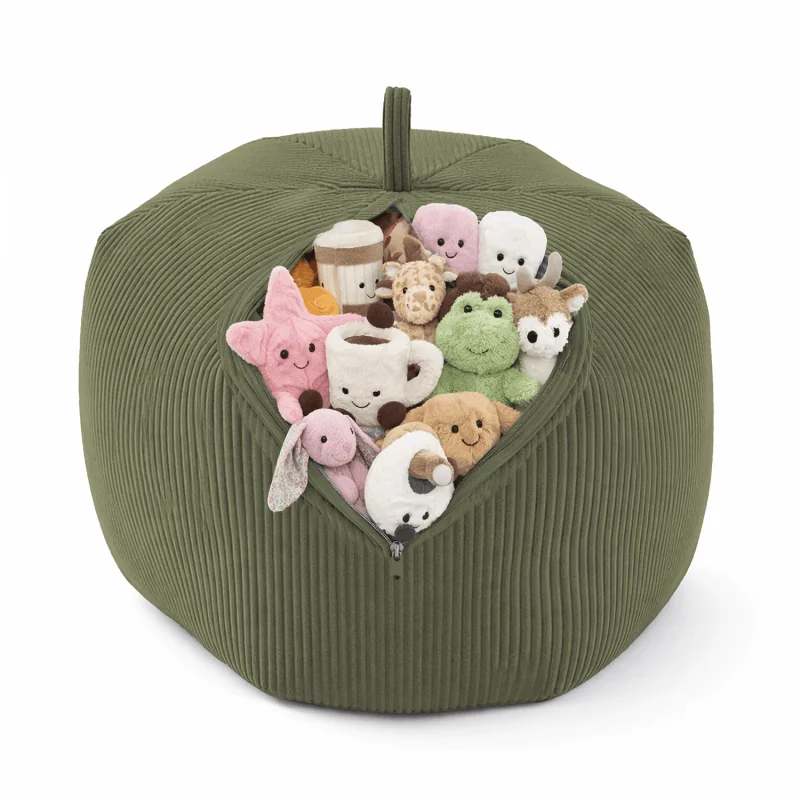 Sacco per giocattoli e peluche | Si trasforma in un pouf per sedersi | Velluto a coste | 85x85x50 cm | Pisello di Primavera