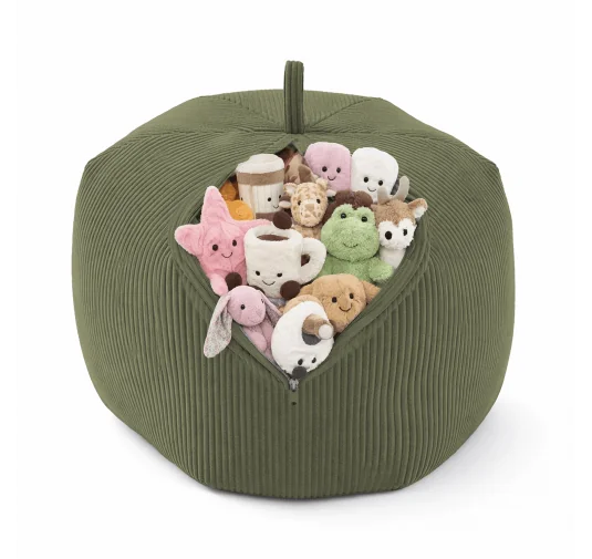 Sacco per giocattoli e peluche | Si trasforma in un pouf per sedersi | Velluto a coste | 85x85x50 cm | Pisello di Primavera