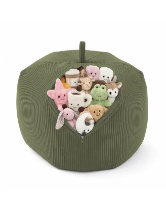 Sacco per giocattoli e peluche | Si trasforma in un pouf per sedersi | Velluto a coste | 85x85x50 cm | Pisello di Primavera