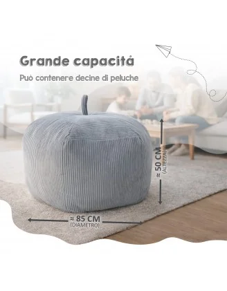 Sacco per giocattoli e peluche | Si trasforma in un pouf per sedersi | Velluto a coste | 85x85x50 cm | Pisello di Primavera