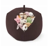 Sacco per giocattoli e peluche | Si trasforma in un pouf per sedersi | Velluto a coste | 85x85x50 cm | Marrone Cioccolato