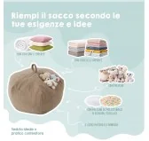 Sacco per giocattoli e peluche | Si trasforma in un pouf per sedersi | Velluto a coste | 85x85x50 cm | Marrone Cioccolato