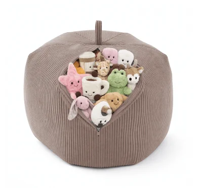 Sacco per giocattoli e peluche | Si trasforma in un pouf per sedersi | Velluto a coste | 85x85x50 cm | Caramello Caldo