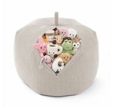 Sacco per giocattoli e peluche | Si trasforma in un pouf per sedersi | Velluto a coste | 85x85x50 cm | Crepuscolo Sabbioso