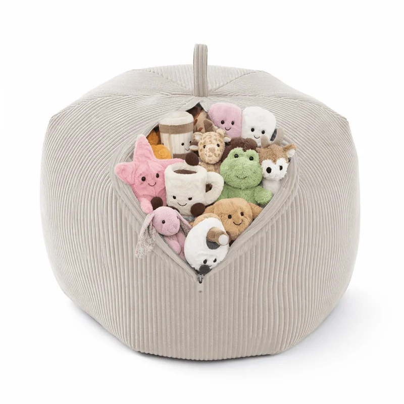 Sacco per giocattoli e peluche | Si trasforma in un pouf per sedersi | Velluto a coste | 85x85x50 cm | Crepuscolo Sabbioso