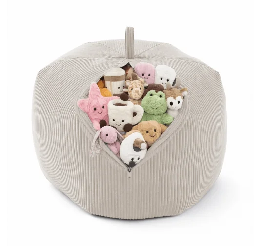 Sacco per giocattoli e peluche | Si trasforma in un pouf per sedersi | Velluto a coste | 85x85x50 cm | Crepuscolo Sabbioso
