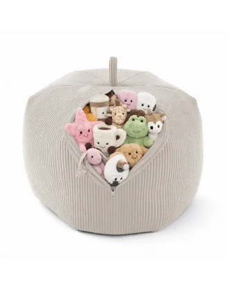 Sacco per giocattoli e peluche | Si trasforma in un pouf per sedersi | Velluto a coste | 85x85x50 cm | Crepuscolo Sabbioso