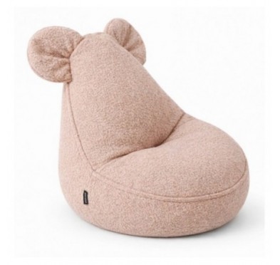 Pouf Bambini con Orecchie di Topo | Bouclé | 68x68x50 cm | Rosa Caramella