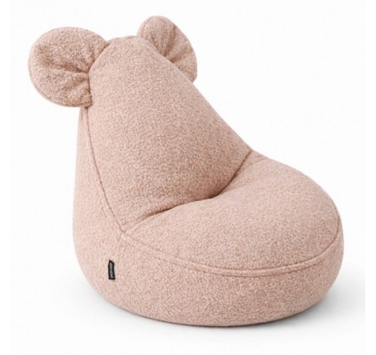 Pouf Bambini con Orecchie di Topo | Bouclé | 68x68x50 cm | Rosa Caramella