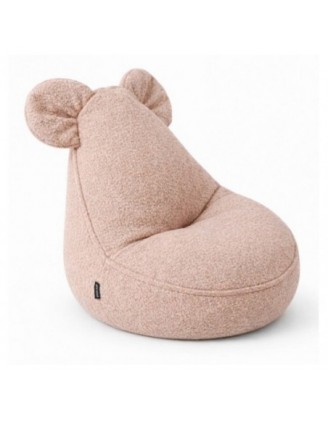 Pouf Bambini con Orecchie di Topo | Bouclé | 68x68x50 cm | Rosa Caramella