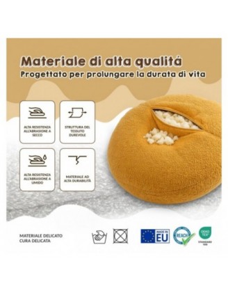 Pouf Bambini con Orecchie di Topo | Bouclé | 68x68x50 cm | Rosa Caramella