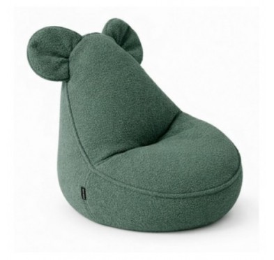 Pouf Bambini con Orecchie di Topo | Bouclé | 68x68x50 cm | Verde Ranocchio