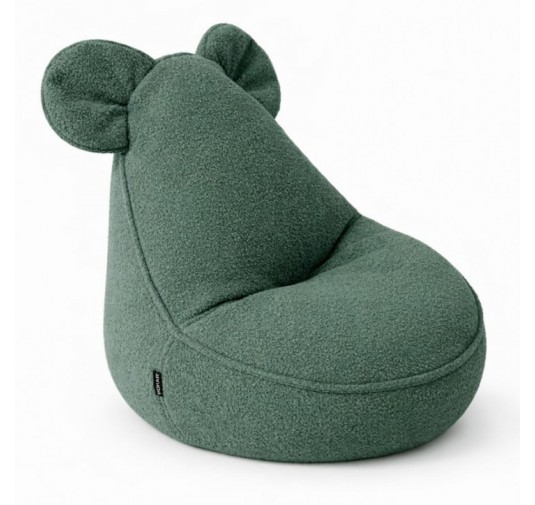 Pouf Bambini con Orecchie di Topo | Bouclé | 68x68x50 cm | Verde Ranocchio