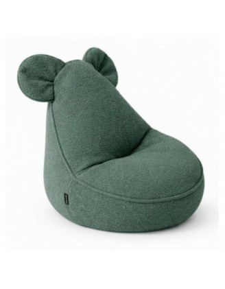 Pouf Bambini con Orecchie di Topo | Bouclé | 68x68x50 cm | Verde Ranocchio