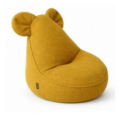 Pouf Bambini con Orecchie di Topo | Bouclé | 68x68x50 cm | Orsetto Soleggiato