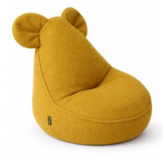 Pouf Bambini con Orecchie di Topo | Bouclé | 68x68x50 cm | Orsetto Soleggiato