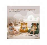 Pouf Bambini con Orecchie di Topo | Bouclé | 68x68x50 cm | Orsetto Soleggiato