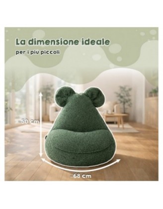 Pouf Bambini con Orecchie di Topo | Bouclé | 68x68x50 cm | Orsetto Soleggiato