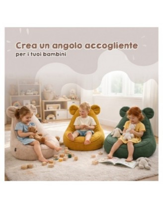 Pouf Bambini con Orecchie di Topo | Bouclé | 68x68x50 cm | Azzurro Bebè