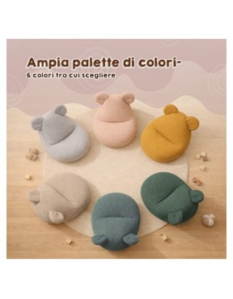 Pouf Bambini con Orecchie di Topo | Bouclé | 68x68x50 cm | Azzurro Bebè