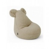 Pouf Bambini con Orecchie di Topo | Bouclé | 68x68x50 cm | Beige Accogliente