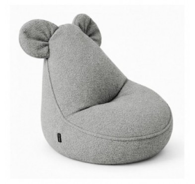 Pouf Bambini con Orecchie di Topo | Bouclé | 68x68x50 cm | Grigio Soffice