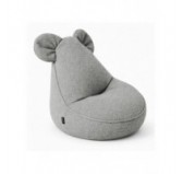 Pouf Bambini con Orecchie di Topo | Bouclé | 68x68x50 cm | Grigio Soffice