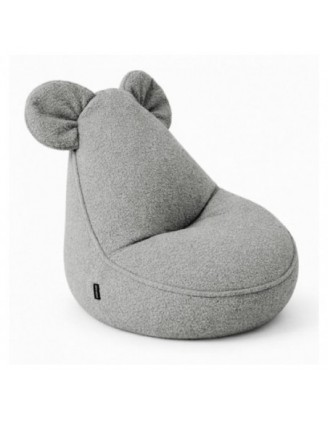 Pouf Bambini con Orecchie di Topo | Bouclé | 68x68x50 cm | Grigio Soffice