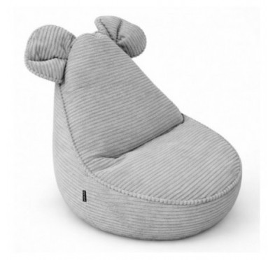 Pouf Bambini con Orecchie di Topo | Velluto a coste | 68x68x50 cm | Grigio Coniglio