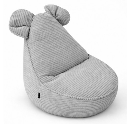 Pouf Bambini con Orecchie di Topo | Velluto a coste | 68x68x50 cm | Grigio Coniglio