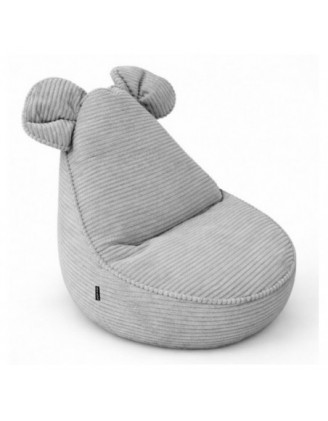 Pouf Bambini con Orecchie di Topo | Velluto a coste | 68x68x50 cm | Grigio Coniglio