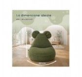 Pouf Bambini con Orecchie di Topo | Velluto a coste | 68x68x50 cm | Grigio Coniglio