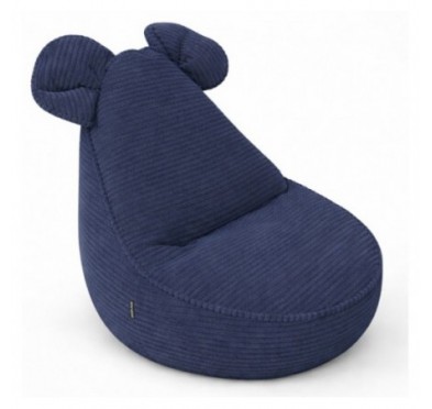 Pouf Bambini con Orecchie di Topo | Velluto a coste | 68x68x50 cm | Cielo Notturno