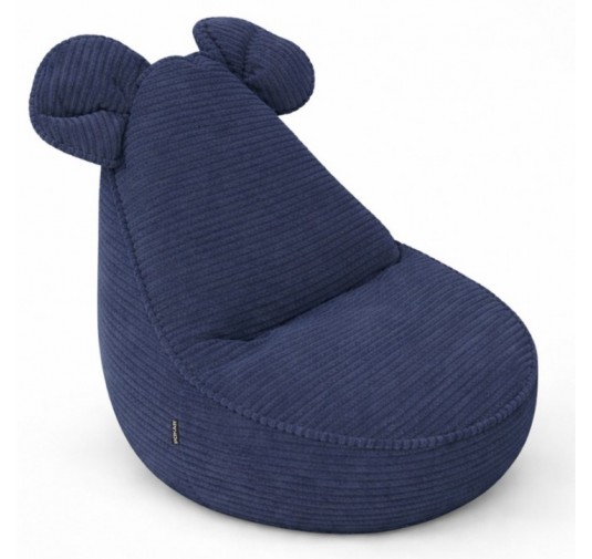 Pouf Bambini con Orecchie di Topo | Velluto a coste | 68x68x50 cm | Cielo Notturno