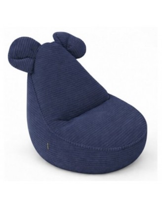 Pouf Bambini con Orecchie di Topo | Velluto a coste | 68x68x50 cm | Cielo Notturno