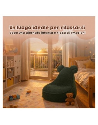 Pouf Bambini con Orecchie di Topo | Velluto a coste | 68x68x50 cm | Cielo Notturno